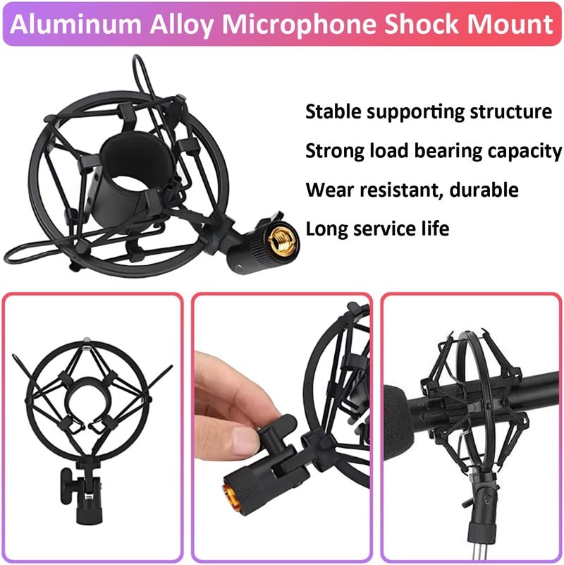 LKRXW 28-35mm Microphone Shock Mount Anti Vibration Mic Suspension Mount Aluminum Alloy Condenser Microphones Holder Clip with Metal Screw Adapter Isolation Absorber Studio - Image 2